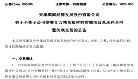 加快推進負極產(chǎn)業(yè)！濱海能源又一負極項目開工建設(shè)